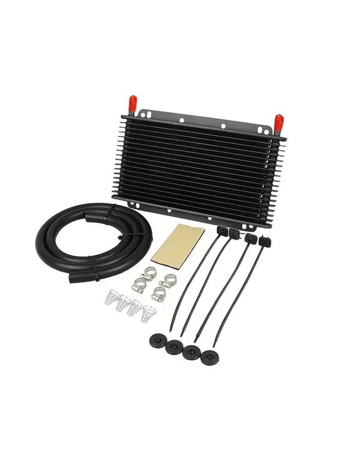 Silver 10 Row Universal Transmission Oil Cooler Kit High Performance Aluminum - Image 4